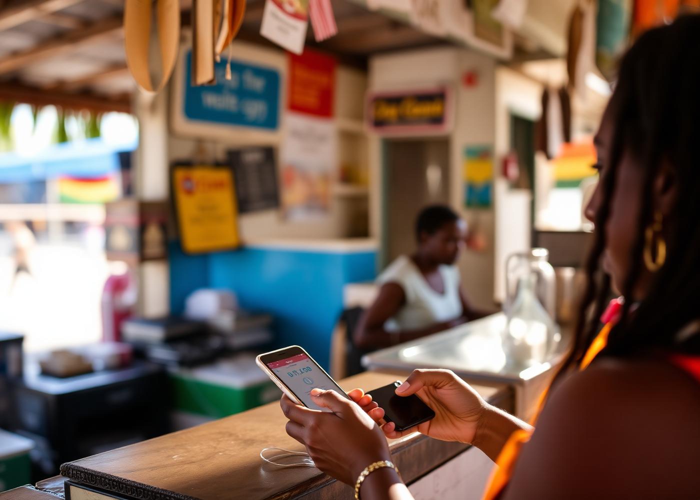 Local business owner using digital payment